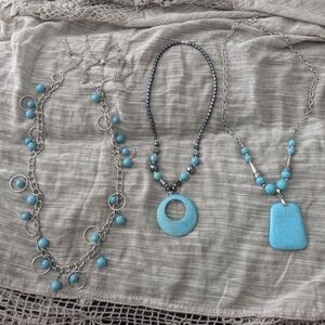 Silver and Turquoise Necklace Set